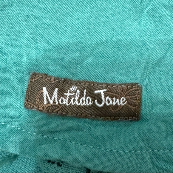 Matilda Jane Down In The Valley Maxi Dress Green Lace Trim Sleeveless Women Sz L - Picture 8 of 12